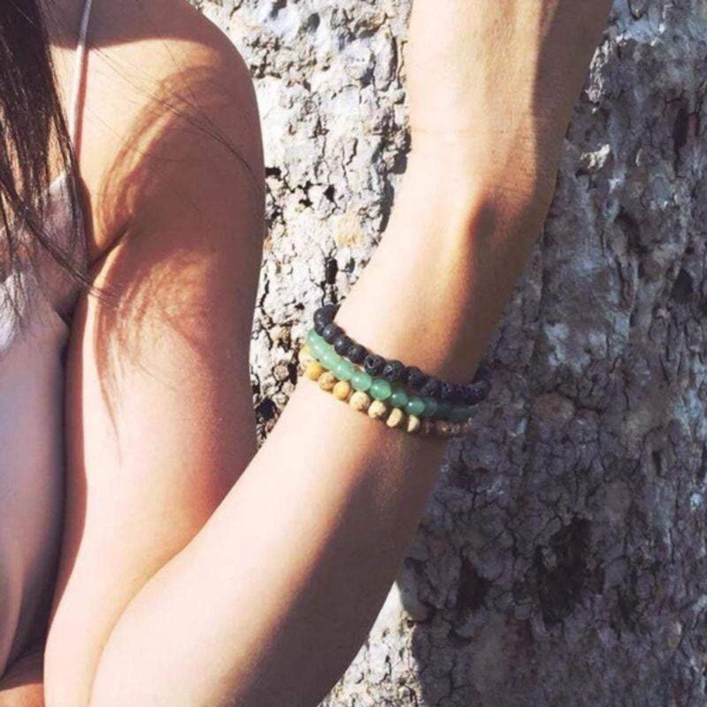 Set of 3 bracelets with lava stone, aventurine and jasper