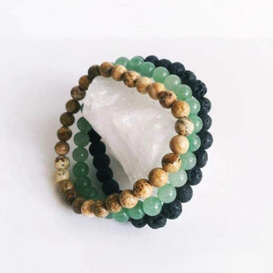 Set of 3 bracelets with lava stone, aventurine and jasper