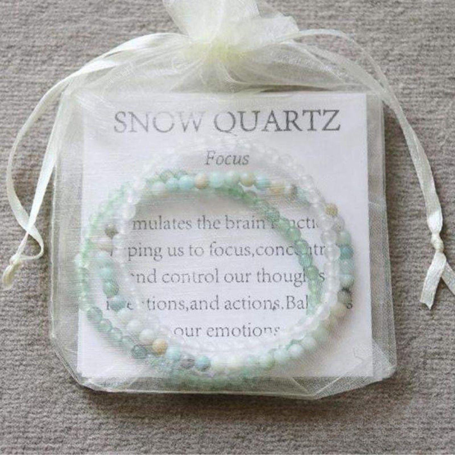 Snow quartz, amazonite and green aventurine bracelets