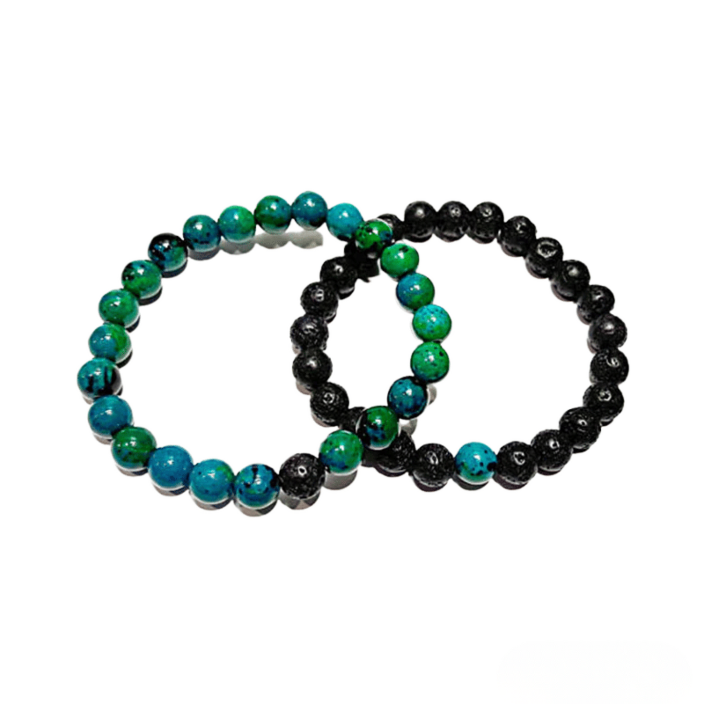 Chrysocolla and Lava Stone Distance Bracelets