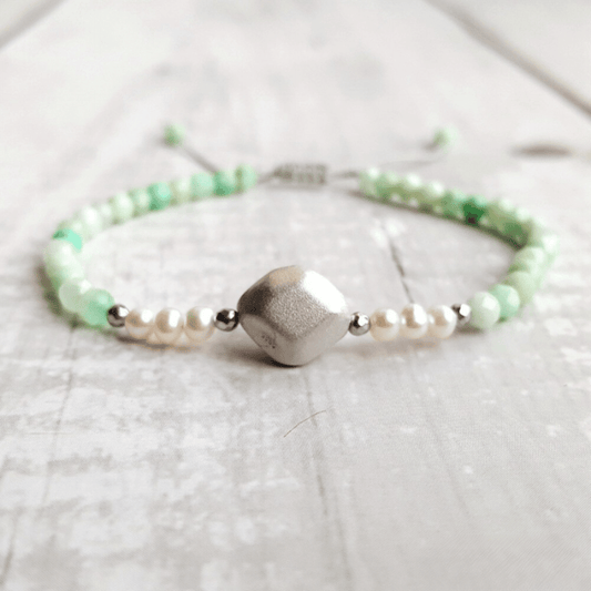 Chrysoprase and pearl bracelet