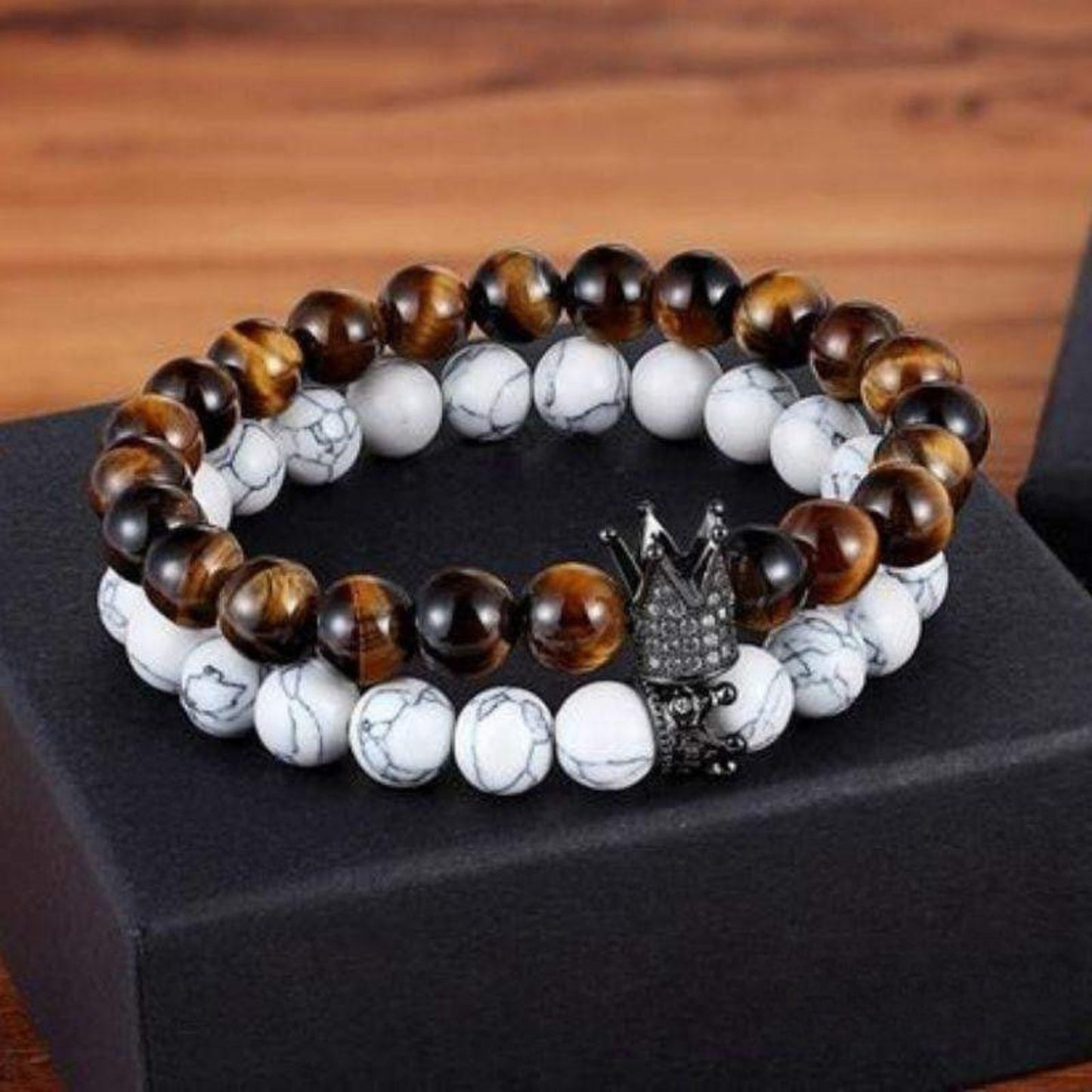 “Couronne” Black Couple Distance Bracelets