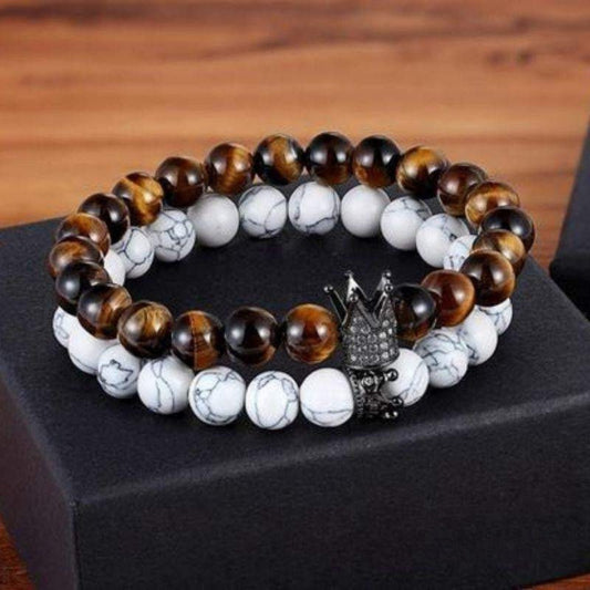 “Couronne” Black Couple Distance Bracelets