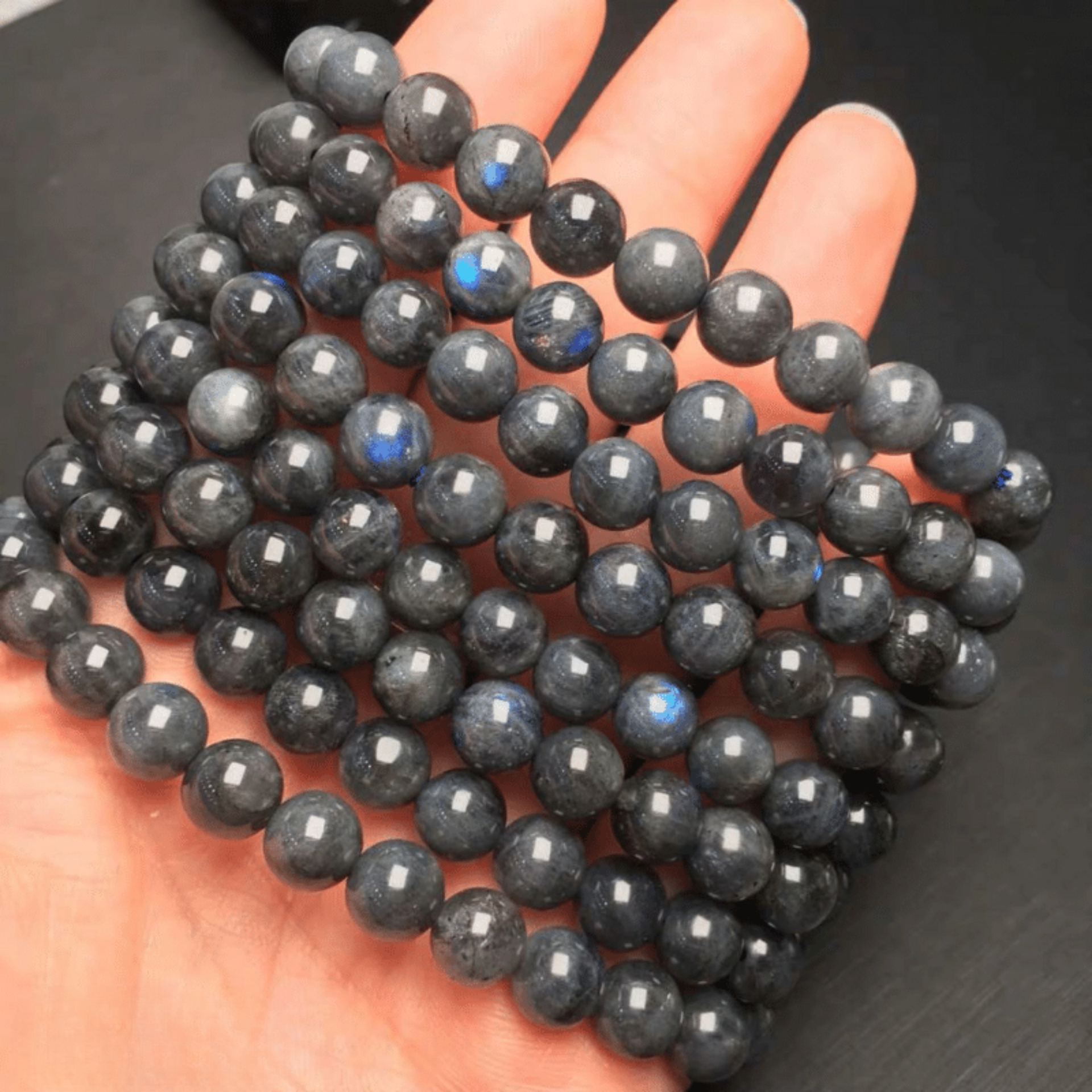 Dark labradorite bracelet AAA+ quality