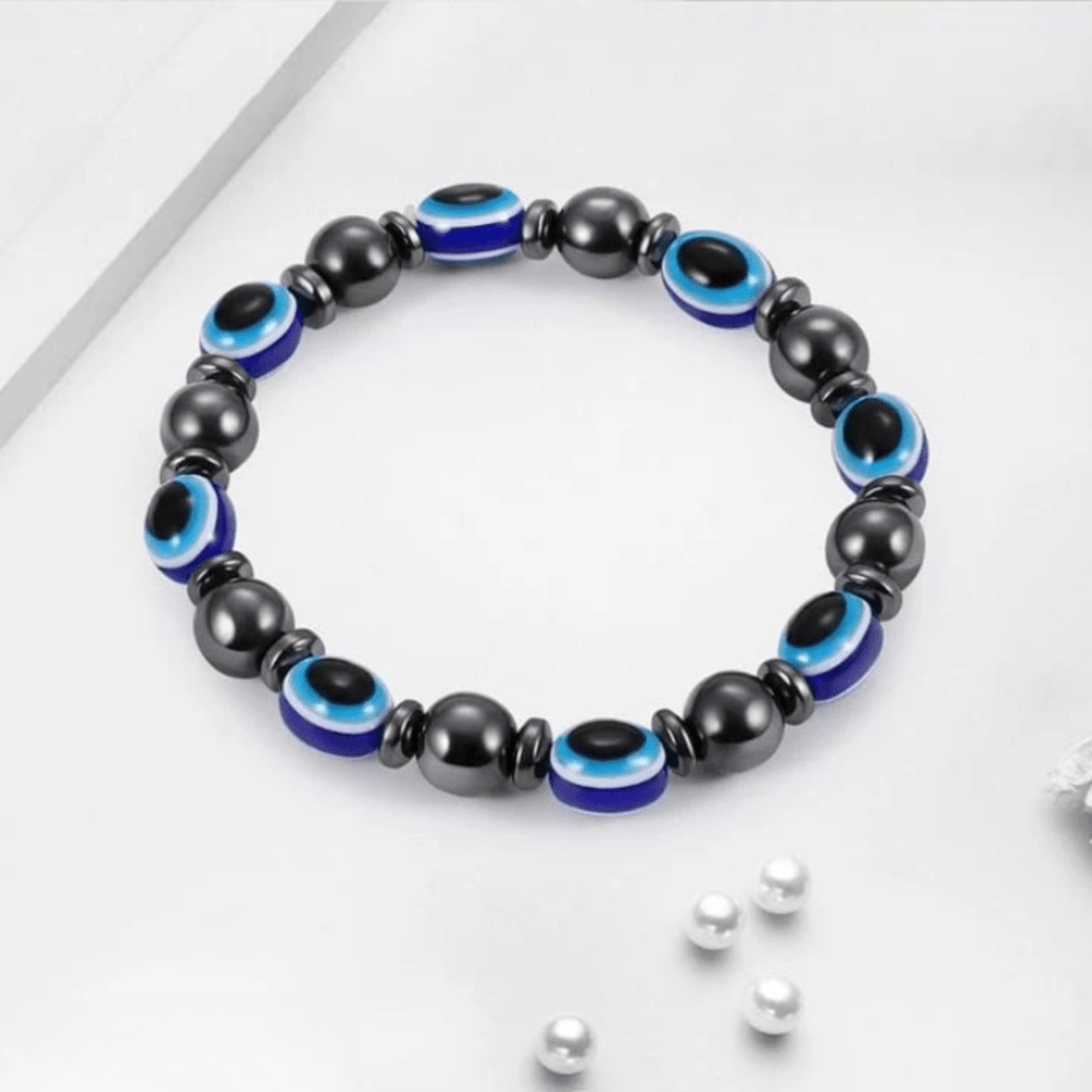 Evil eye hematite bracelet