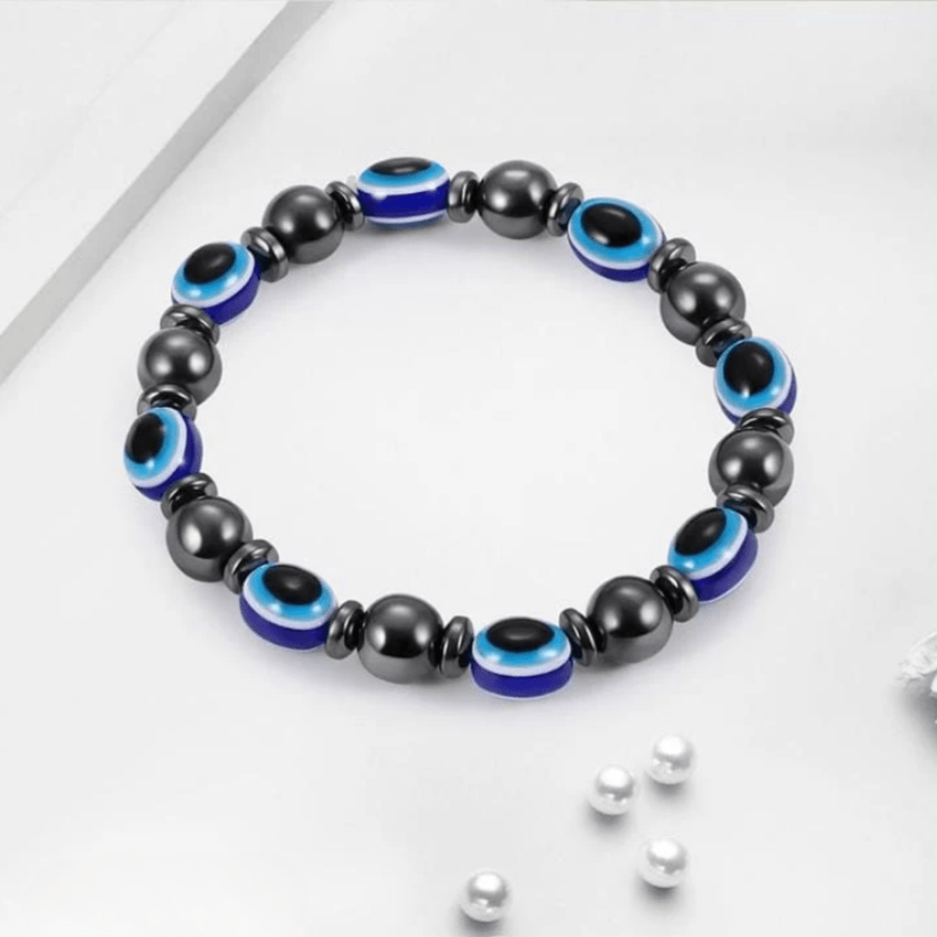 Evil eye hematite bracelet