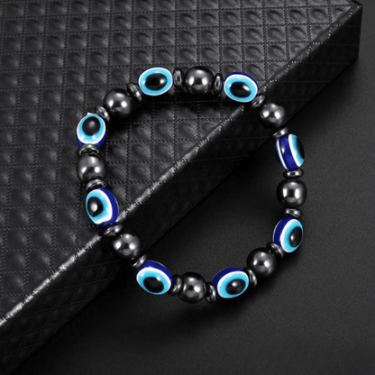 Evil eye hematite bracelet
