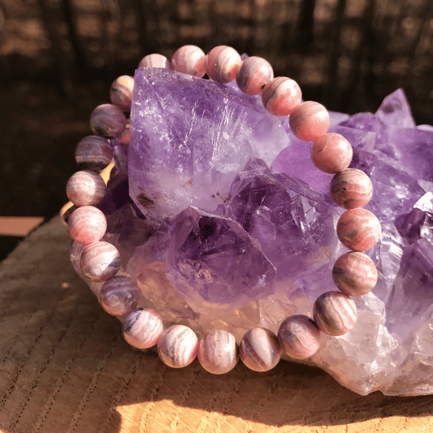 Genuine rhodochrosite bracelet