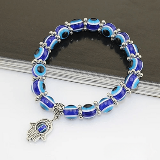 Hand of Fatima bracelet with blue eye
