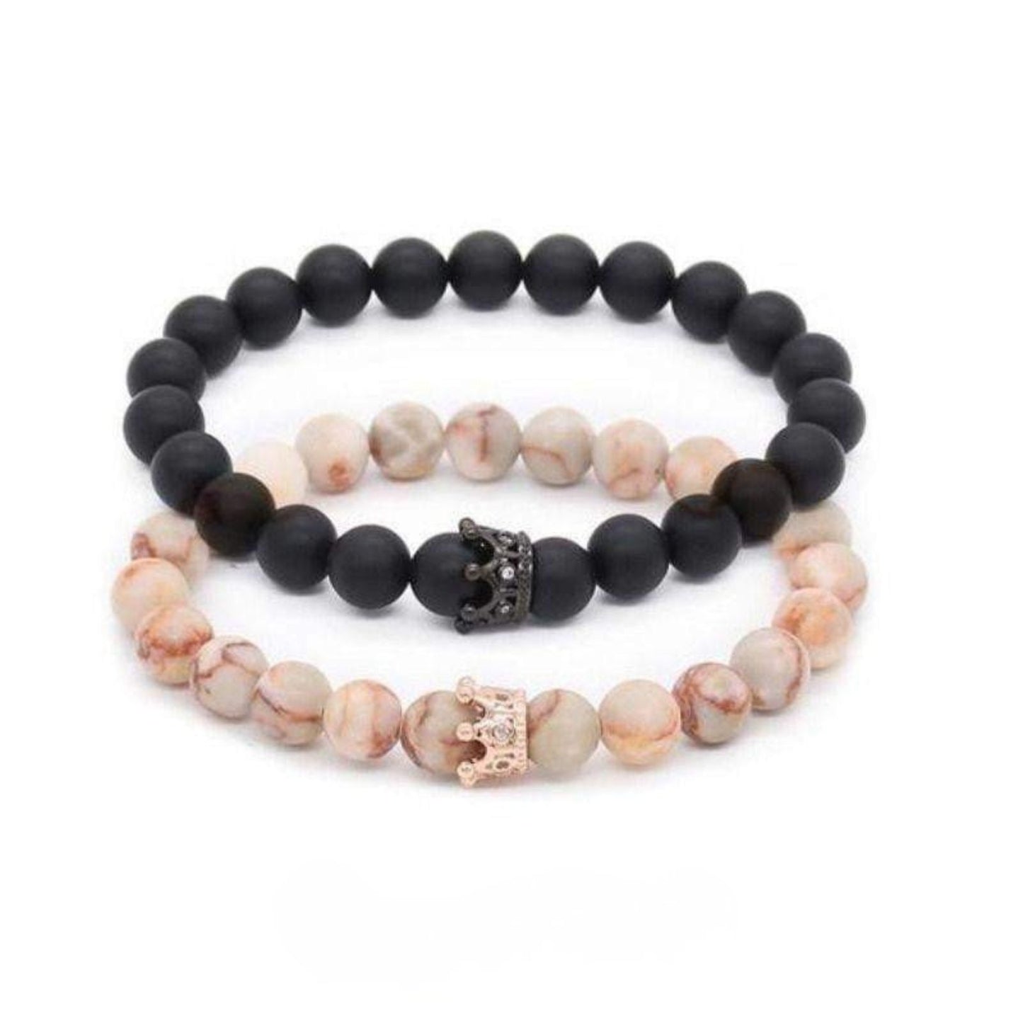 “His & Hers” Couple Distance Bracelets in Natural Stones