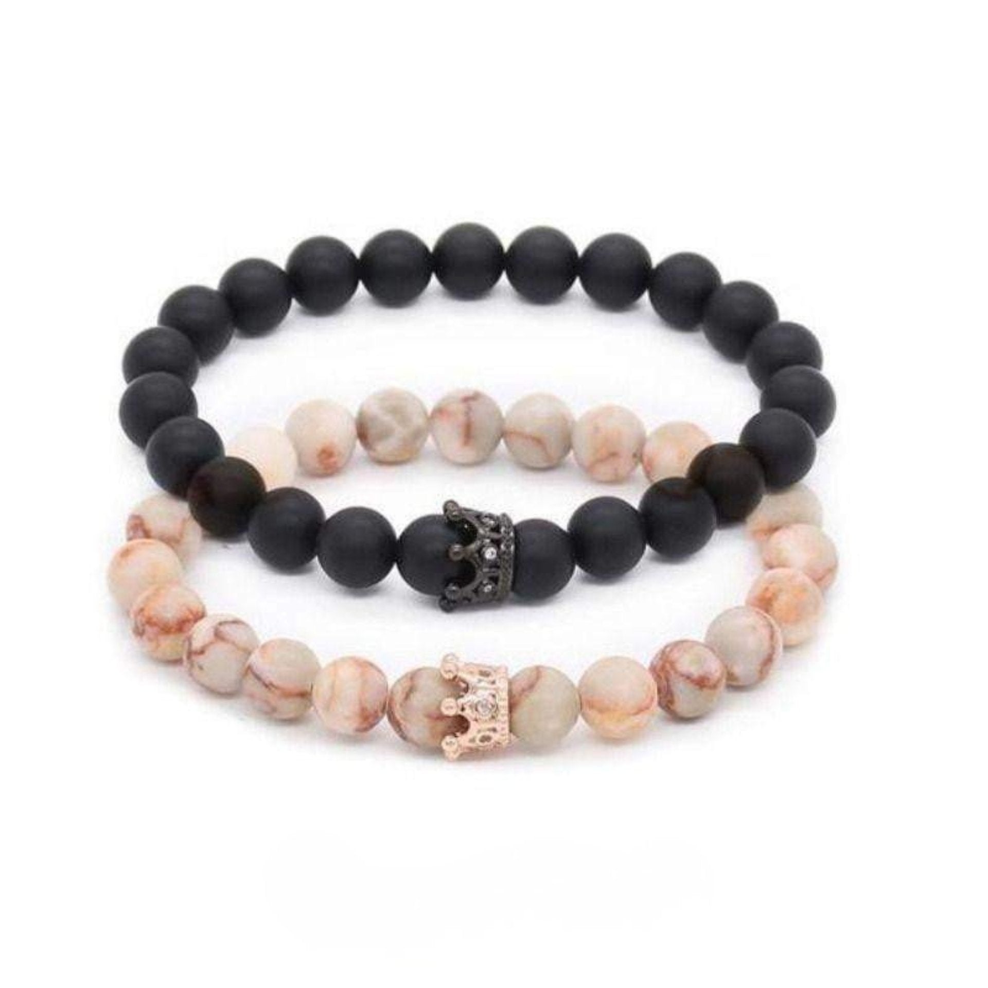 “His & Hers” Couple Distance Bracelets in Natural Stones