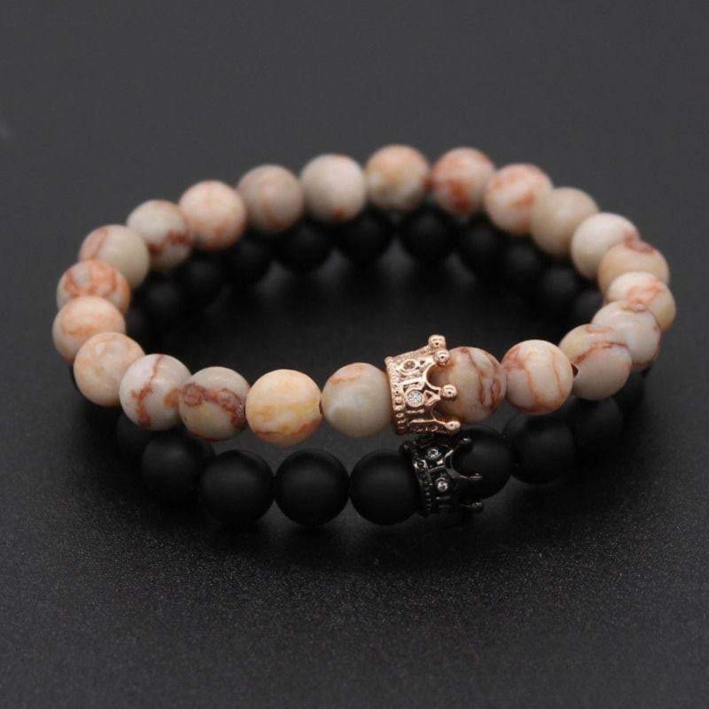 “His & Hers” Couple Distance Bracelets in Natural Stones