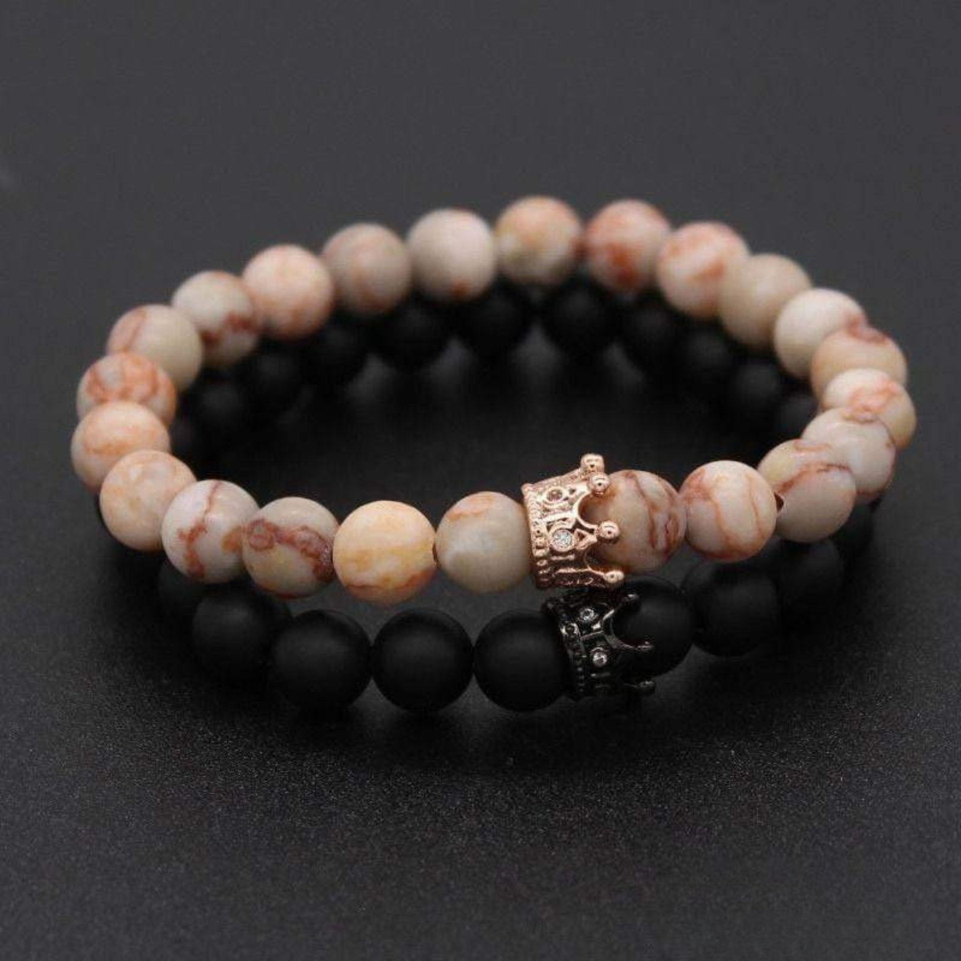 “His & Hers” Couple Distance Bracelets in Natural Stones