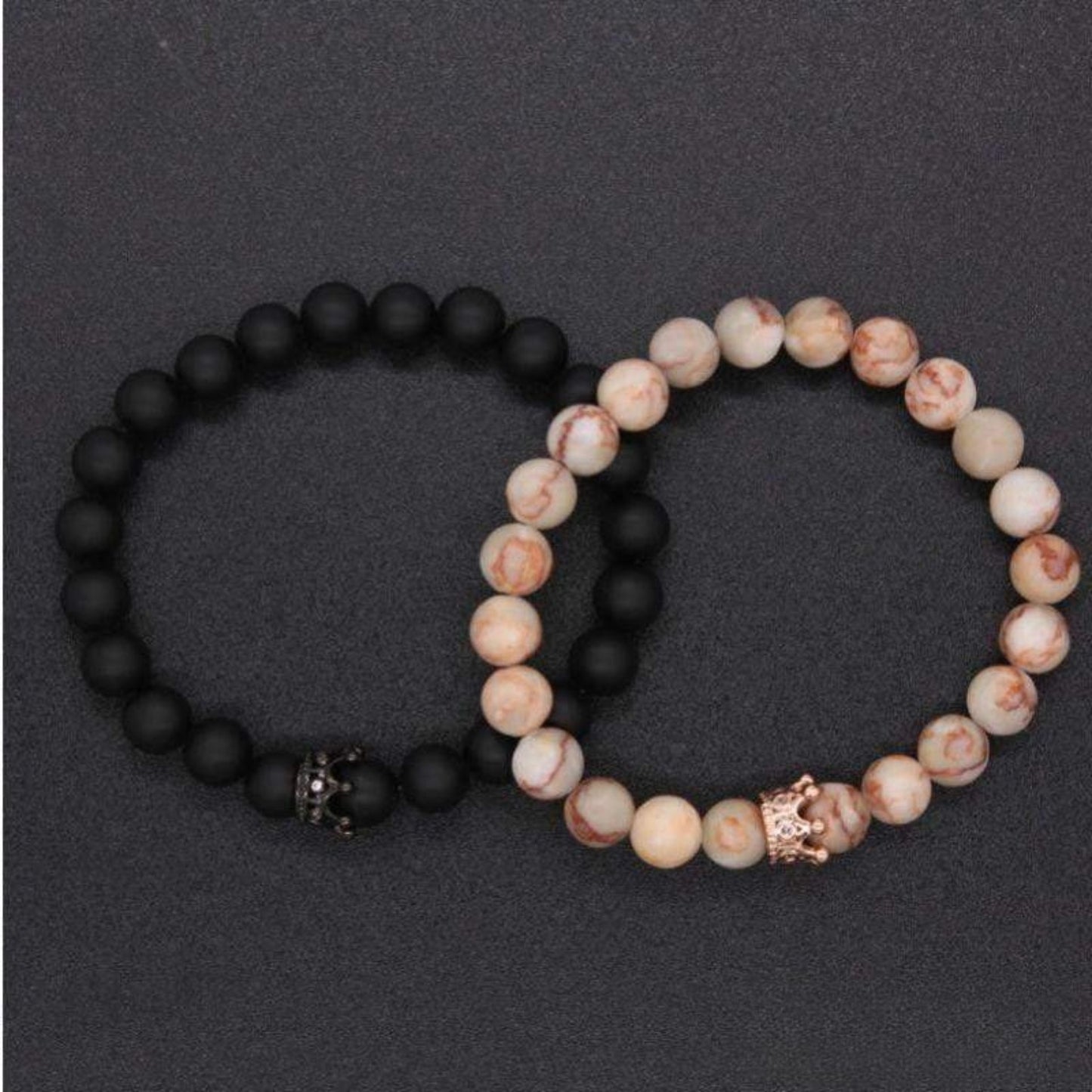 “His & Hers” Couple Distance Bracelets in Natural Stones