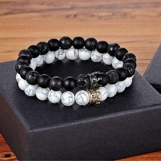 “His King Her Queen” natural stone distance bracelets