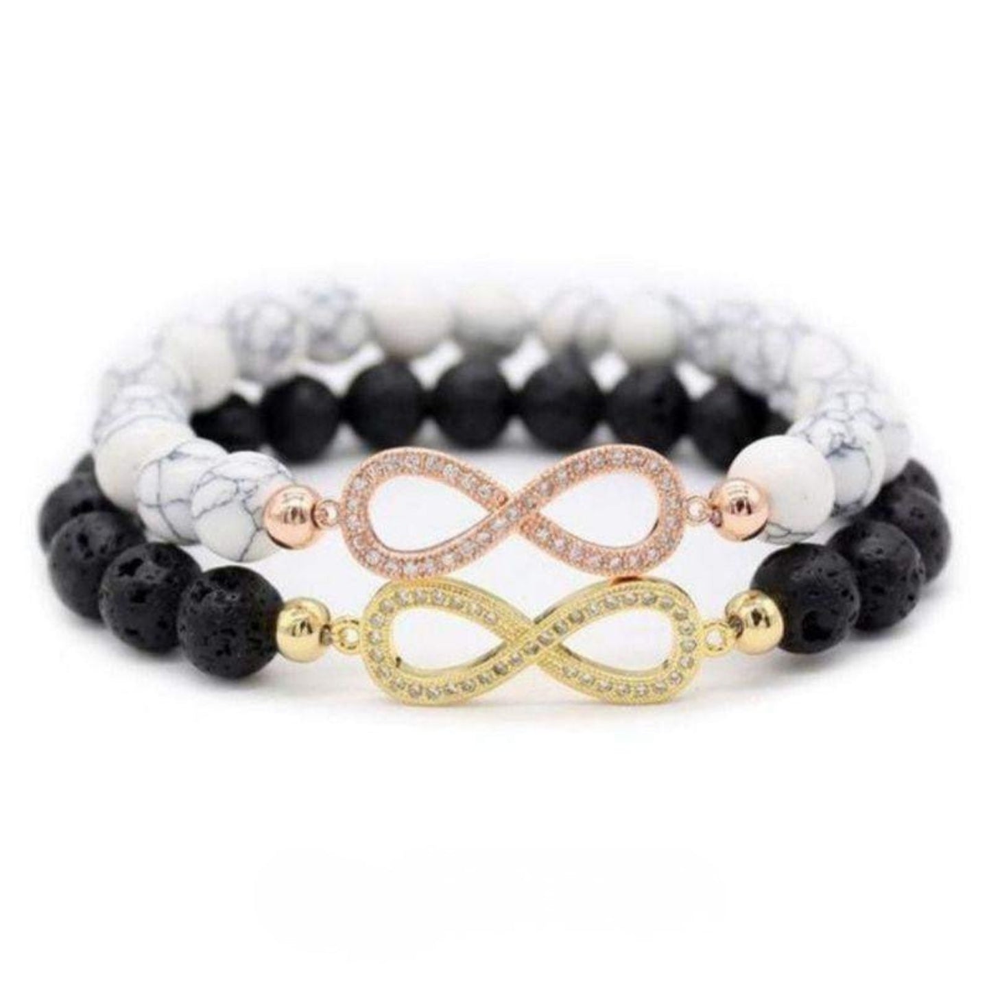 “Infini” Couple Distance Bracelets in Lava Stone