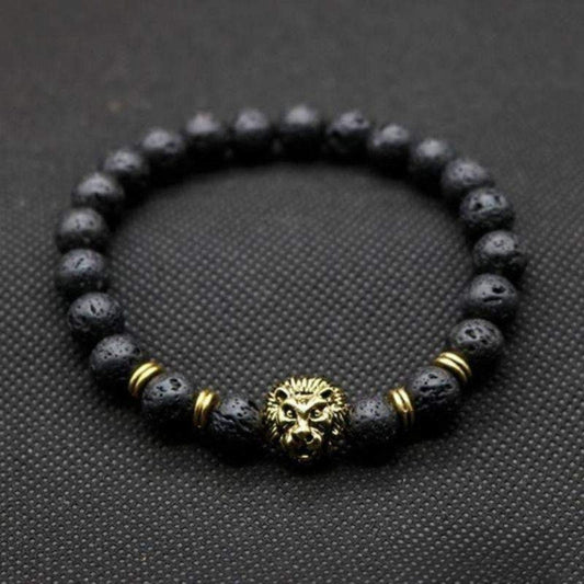 Lava Stone Lion Head Bracelet