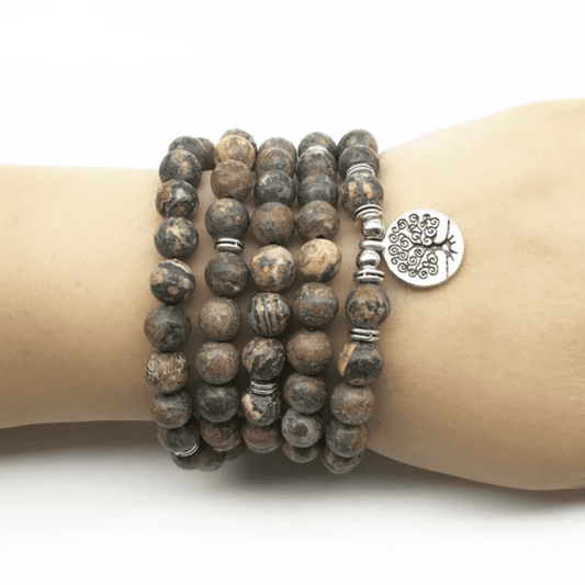 Leopard Jasper Mala Bracelet