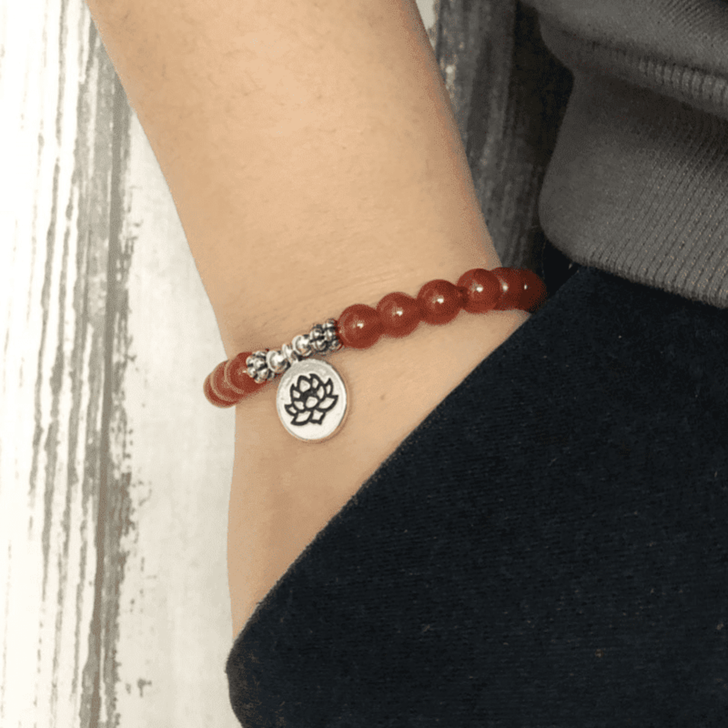 Lotus bracelet in carnelian
