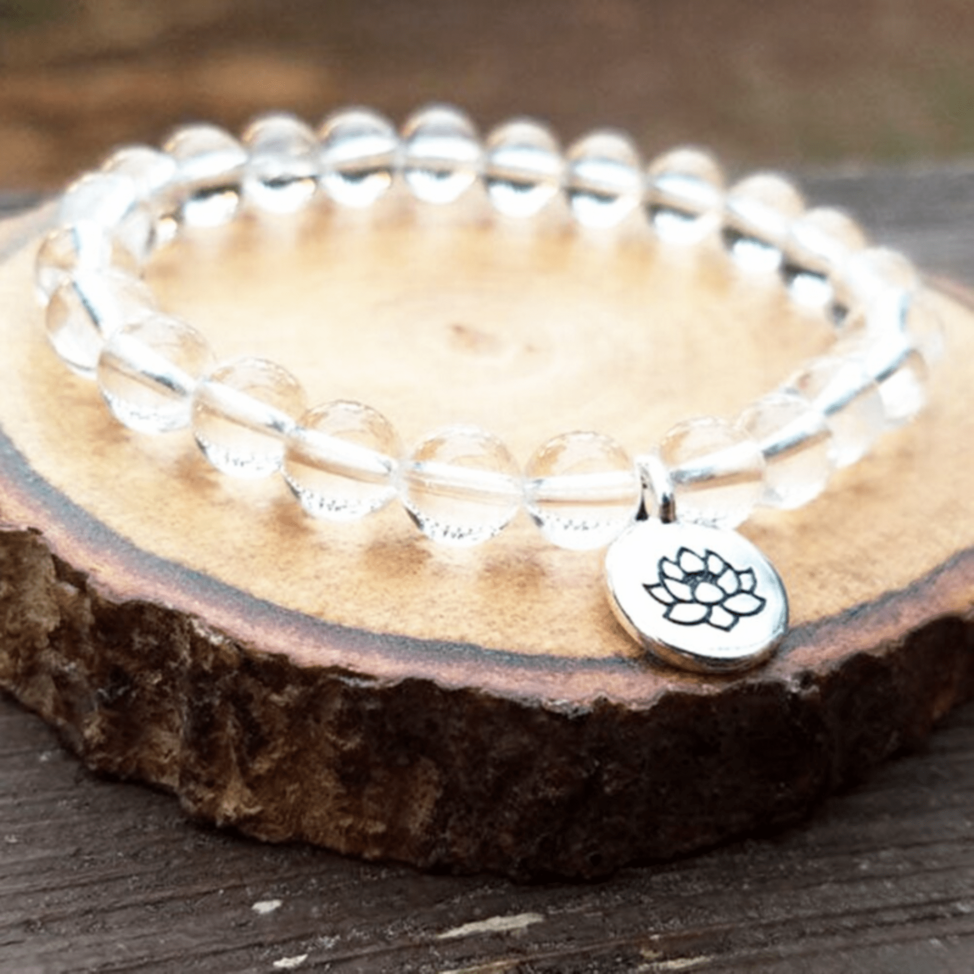 Lotus bracelet in rock crystal