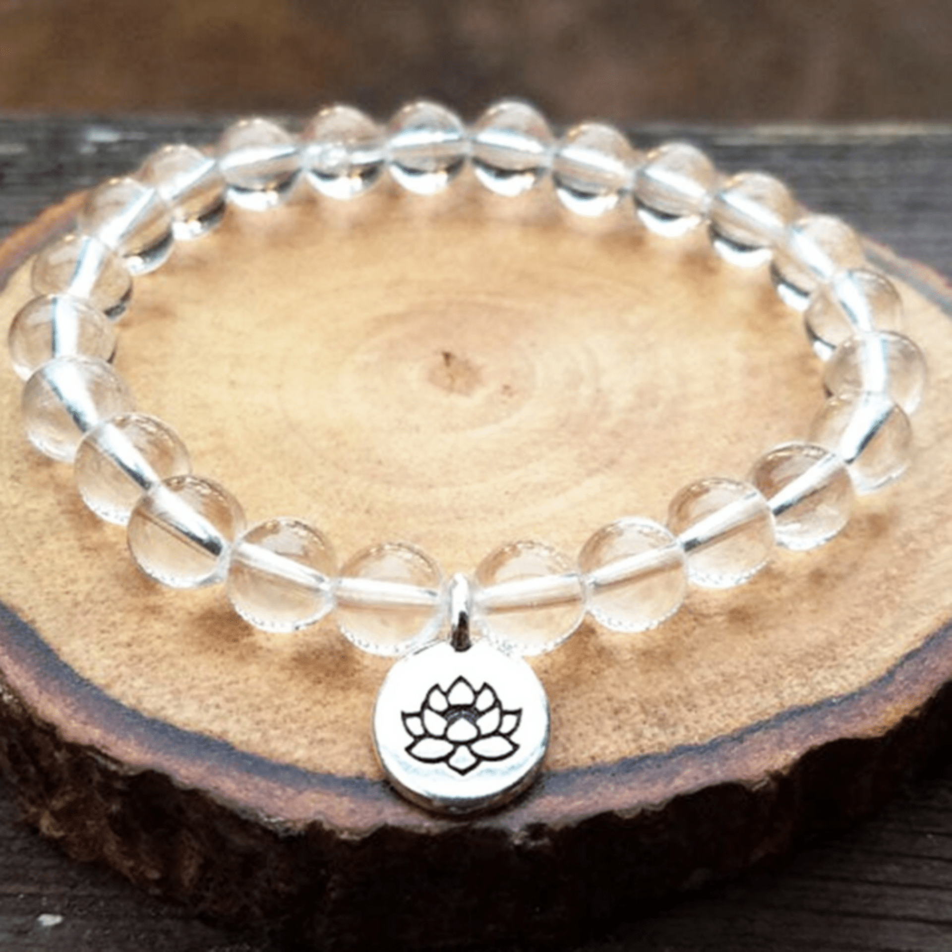 Lotus bracelet in rock crystal