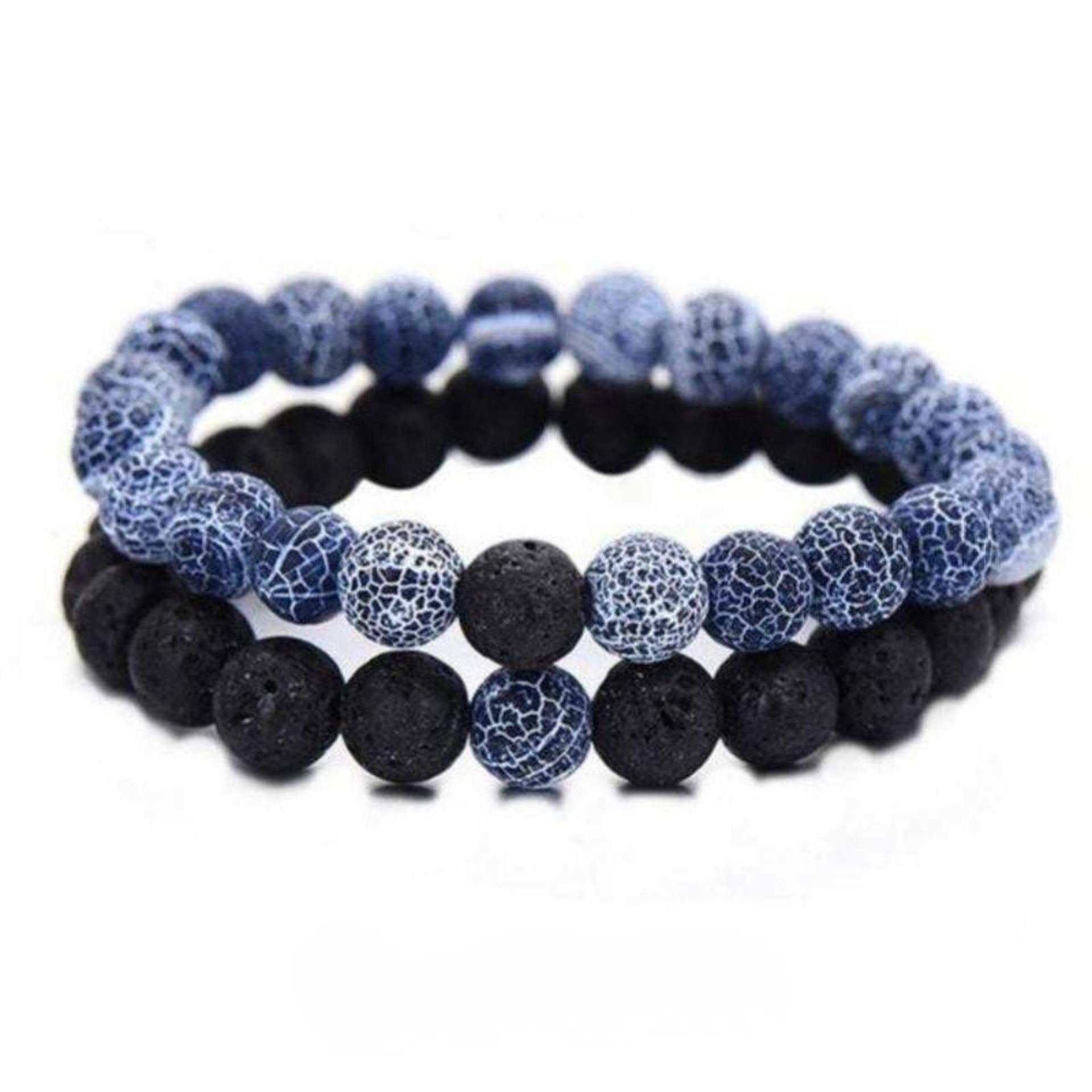 “Lovers” Couple Distance Bracelets in Lava Stone