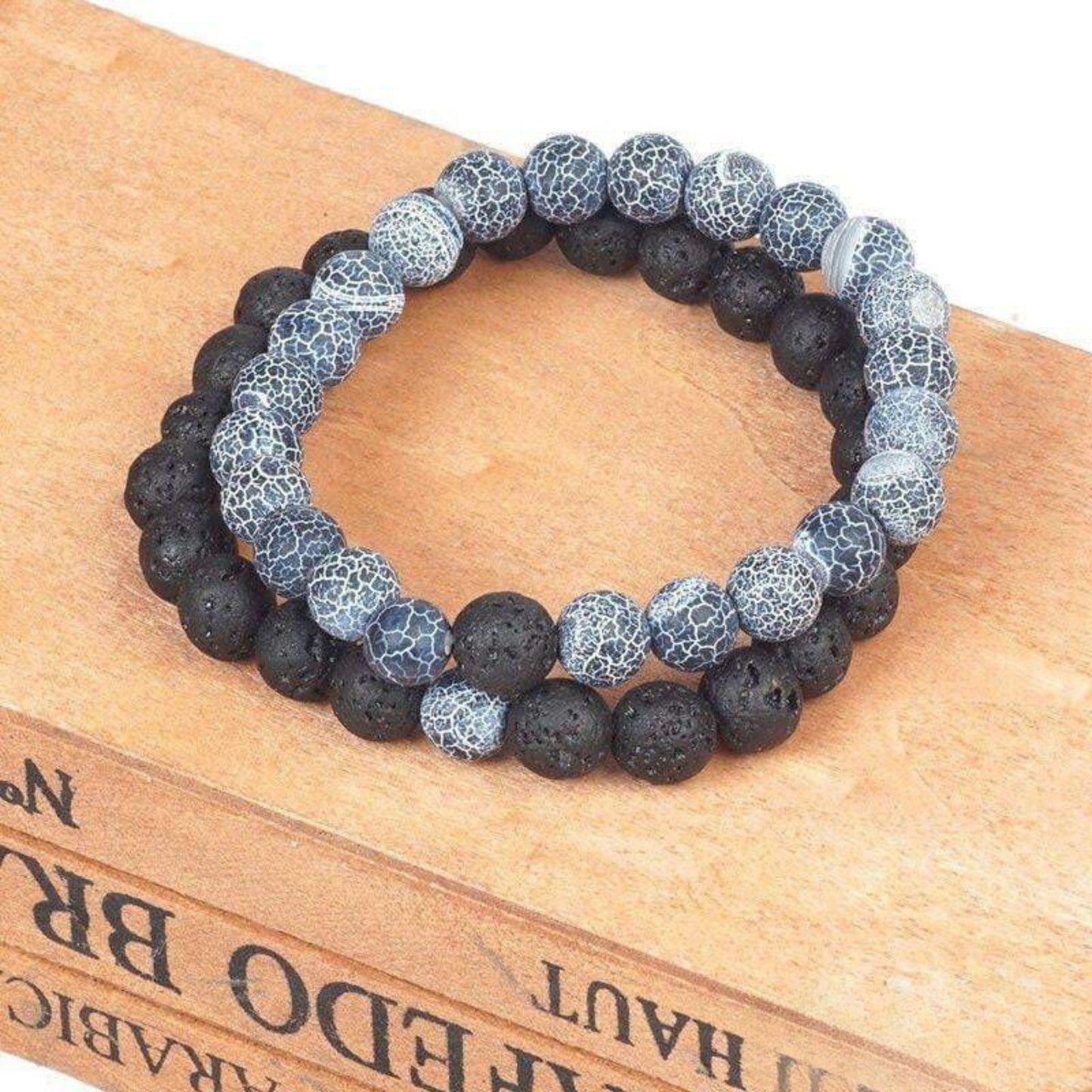 “Lovers” Couple Distance Bracelets in Lava Stone