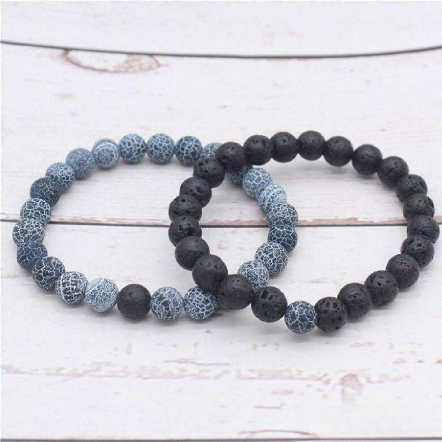 “Lovers” Couple Distance Bracelets in Lava Stone