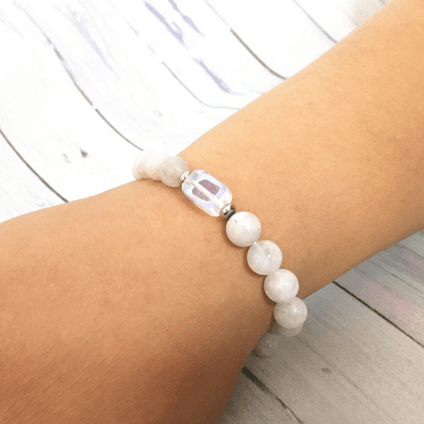 Moonstone and rock crystal bracelet