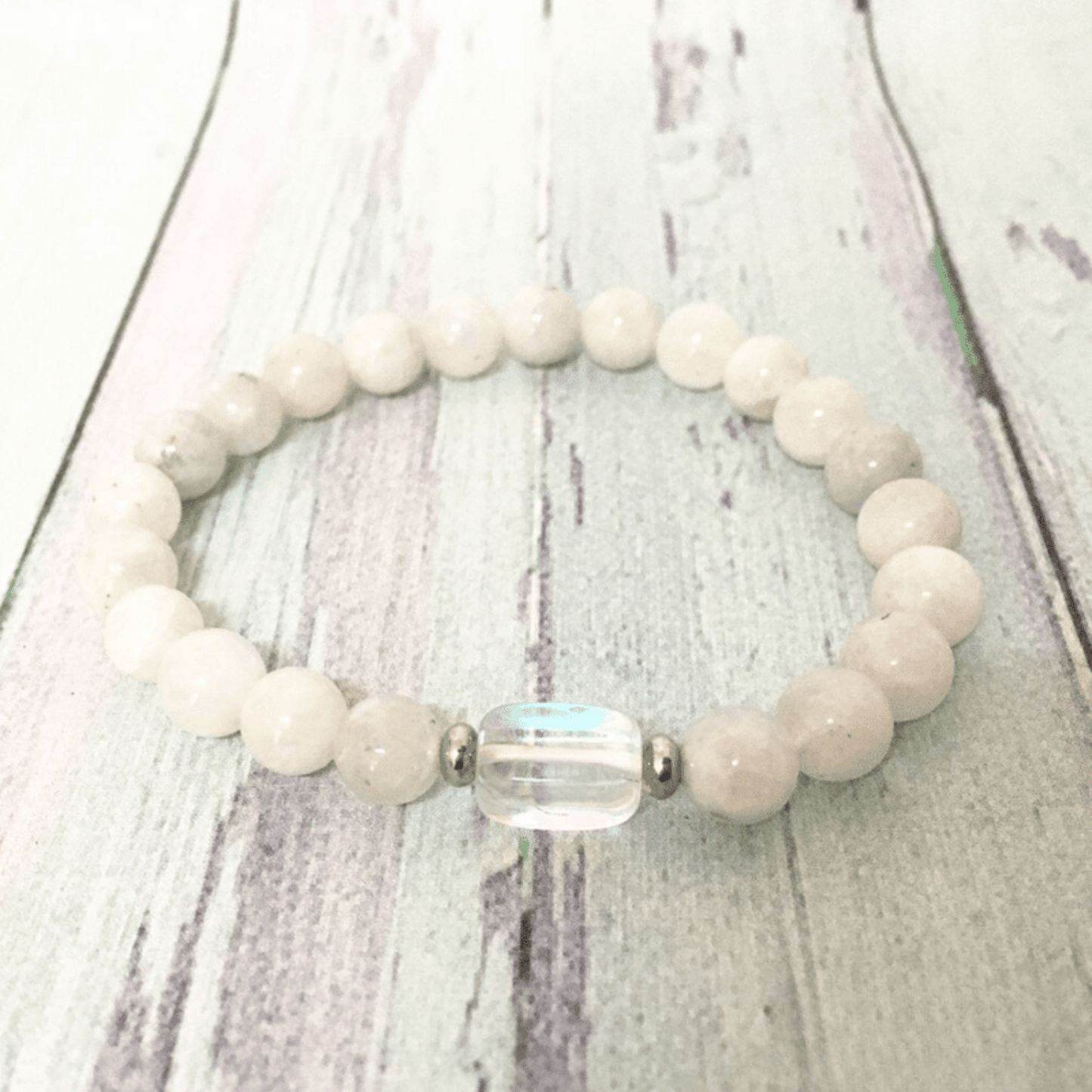 Moonstone and rock crystal bracelet