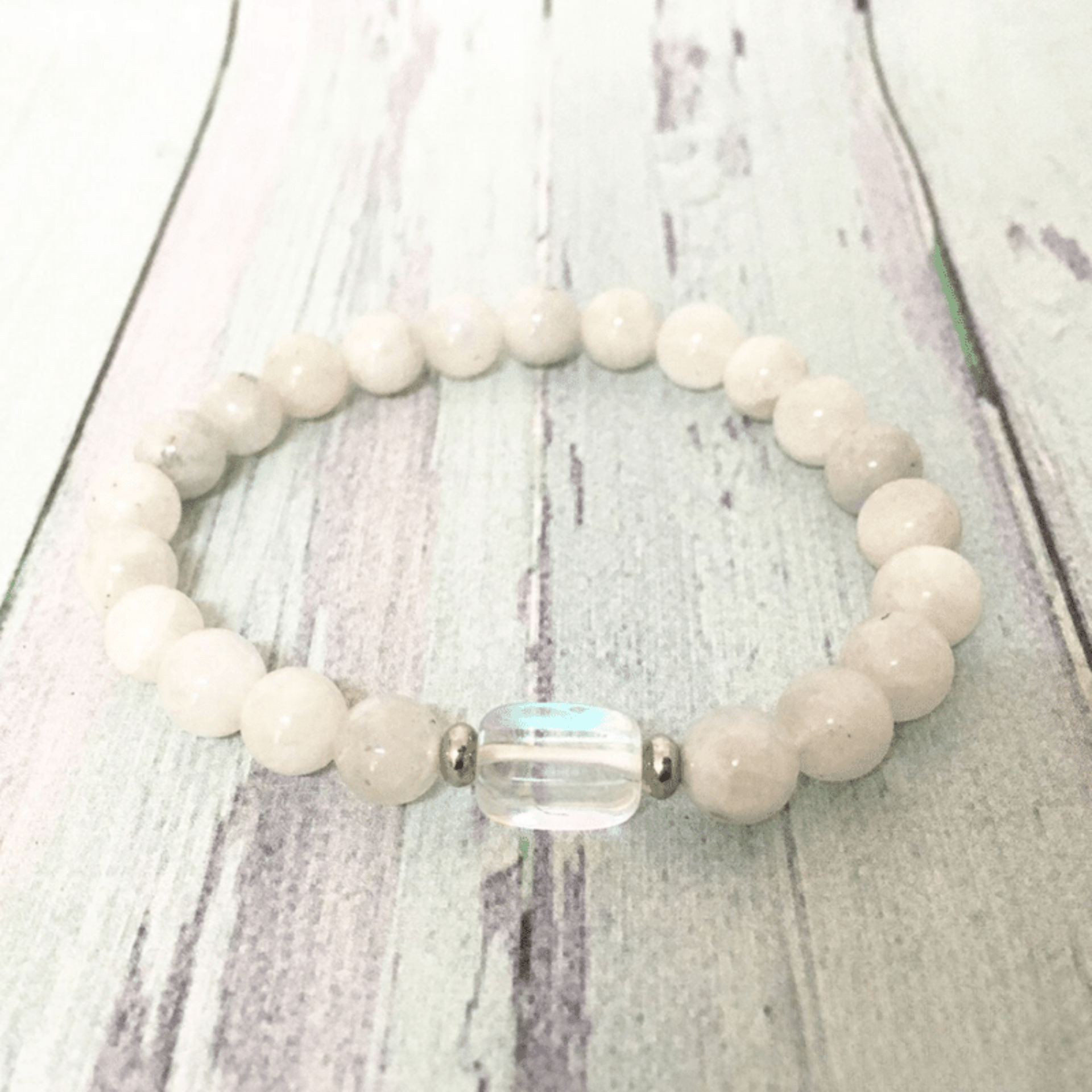 Moonstone and rock crystal bracelet