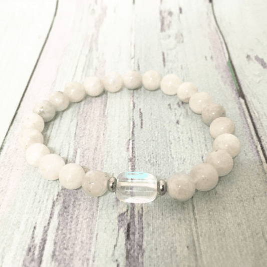 Moonstone and rock crystal bracelet