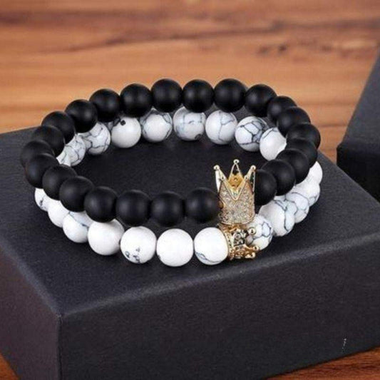 “My King My Queen” natural stone distance bracelets