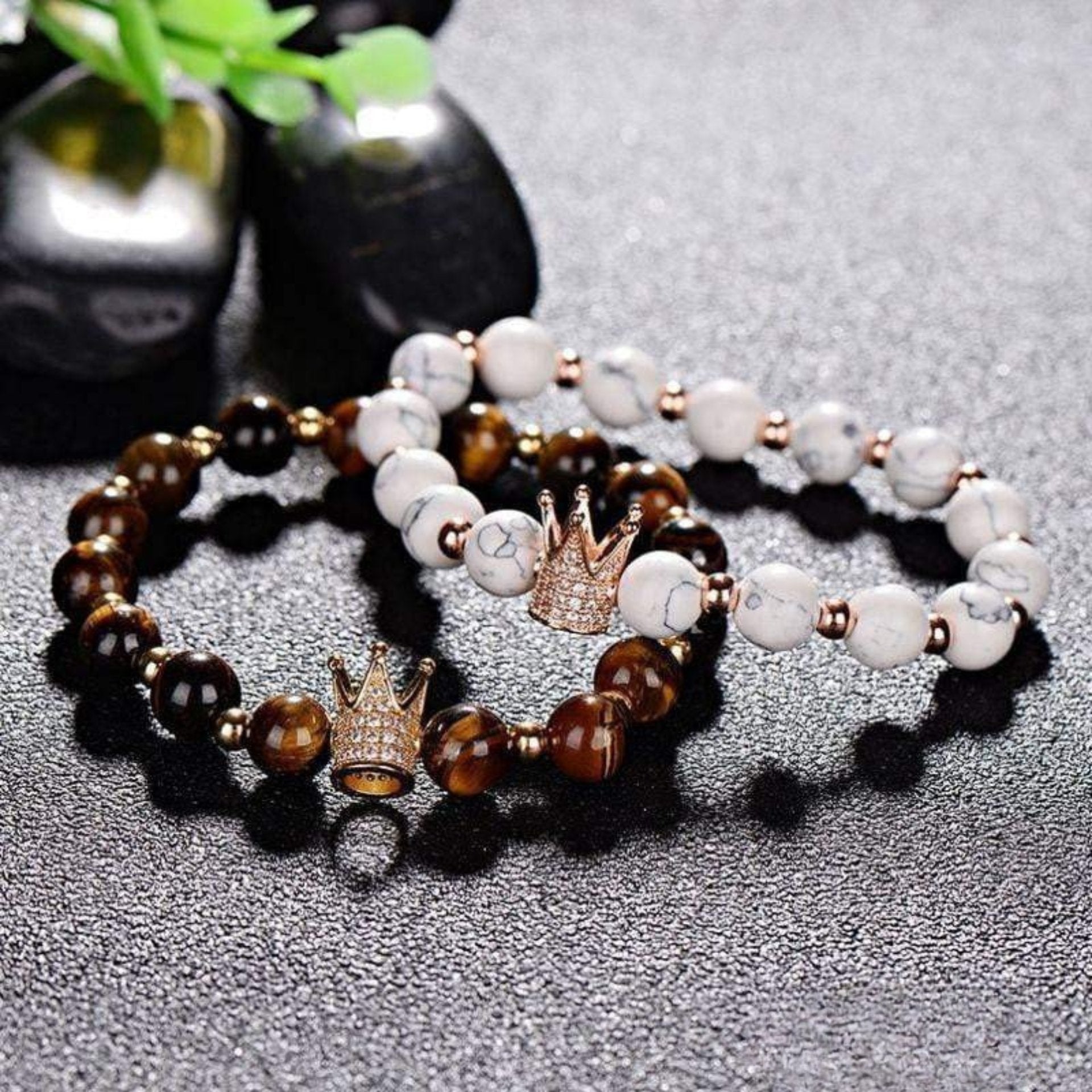Natural Stone Crown Distance Bracelets