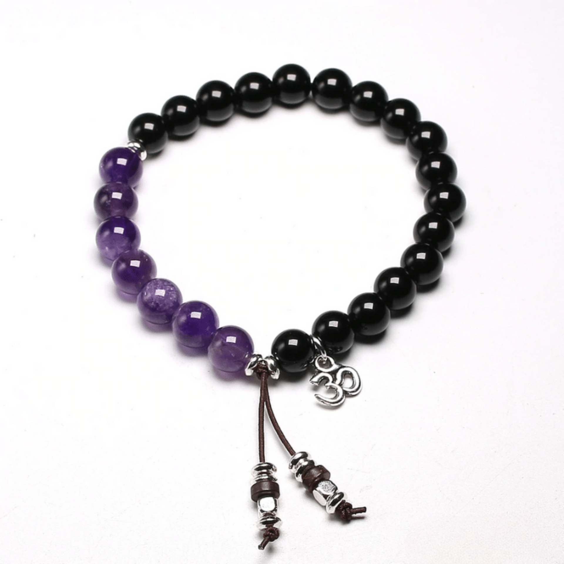 OM bracelet in black onyx and amethyst