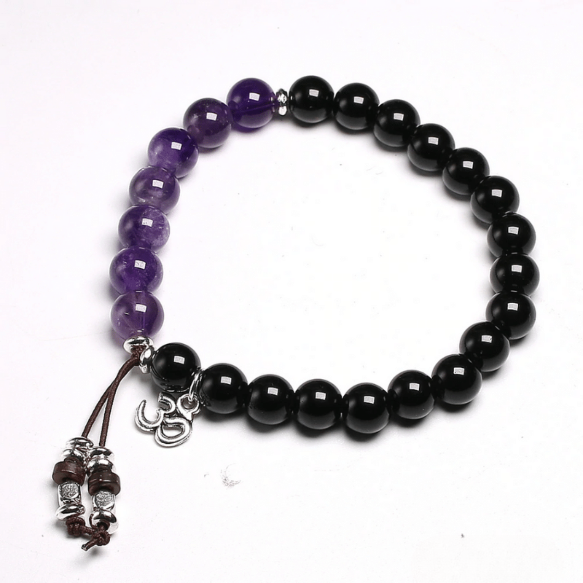 OM bracelet in black onyx and amethyst