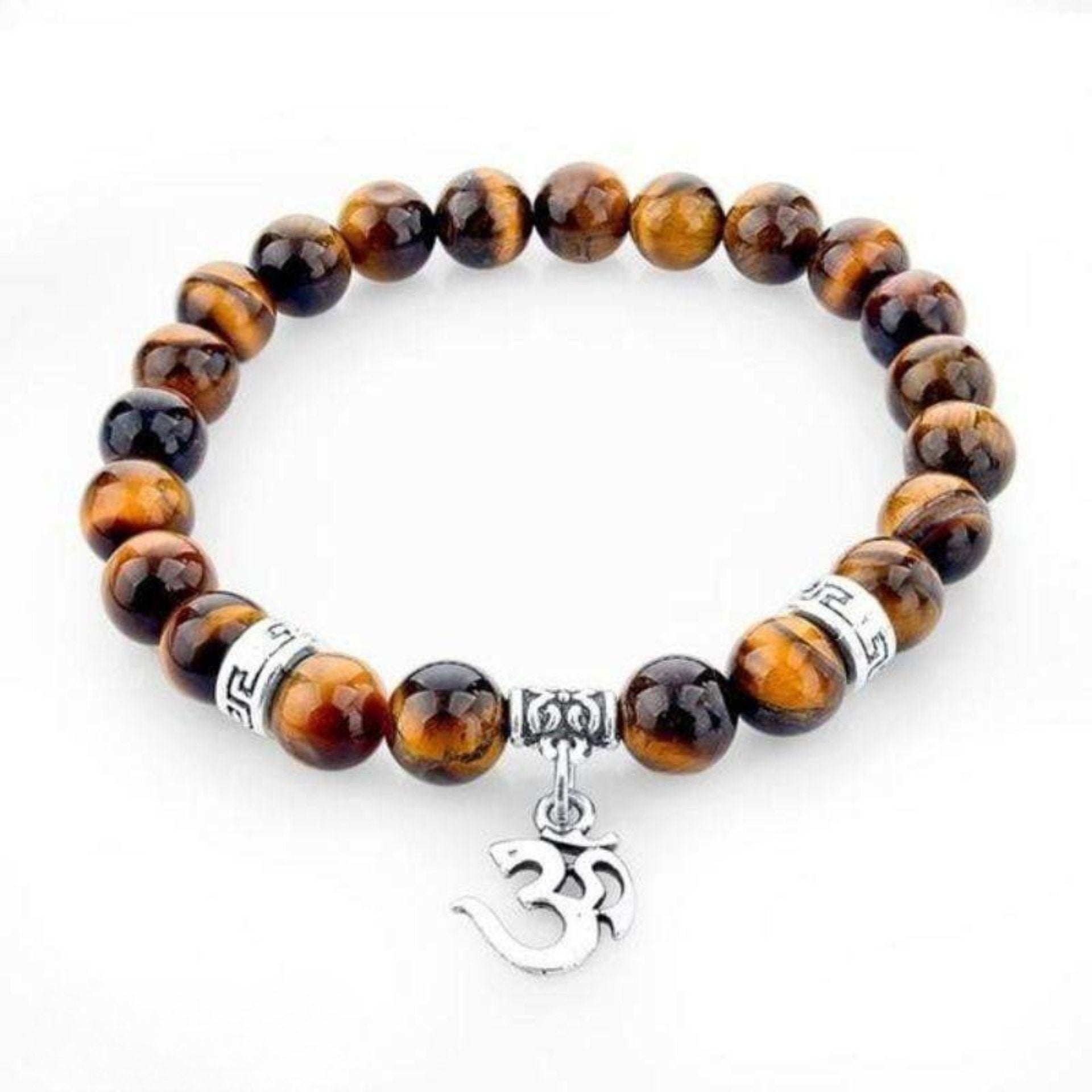 OM bracelet in tiger eye and silver