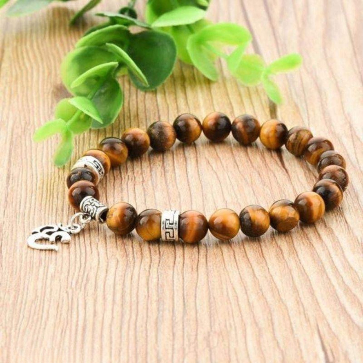 OM bracelet in tiger eye and silver