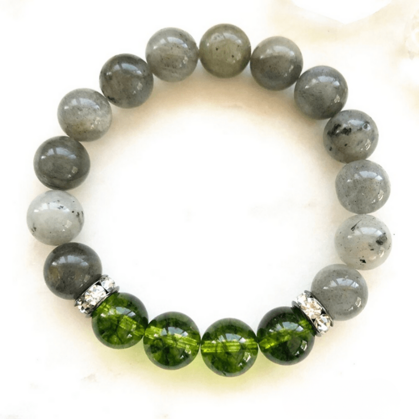 Peridot and labradorite bracelet