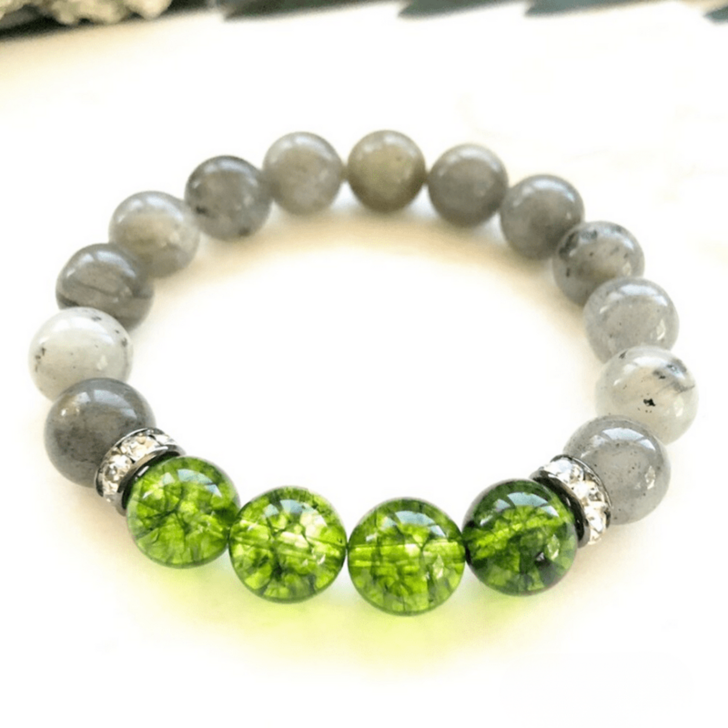 Peridot and labradorite bracelet