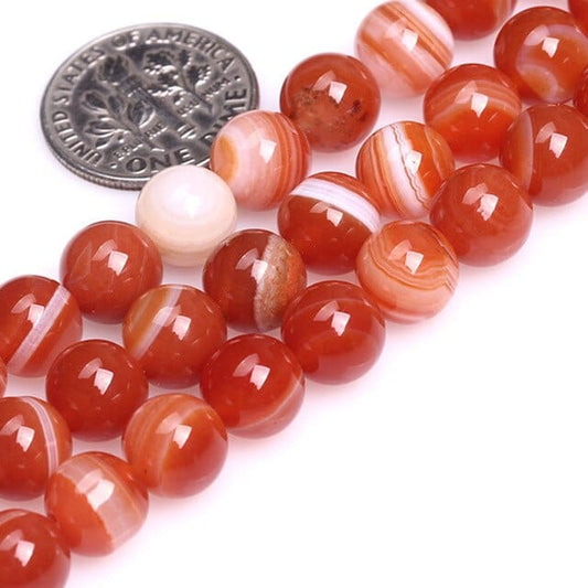 Perles Rondes Agate Rouge