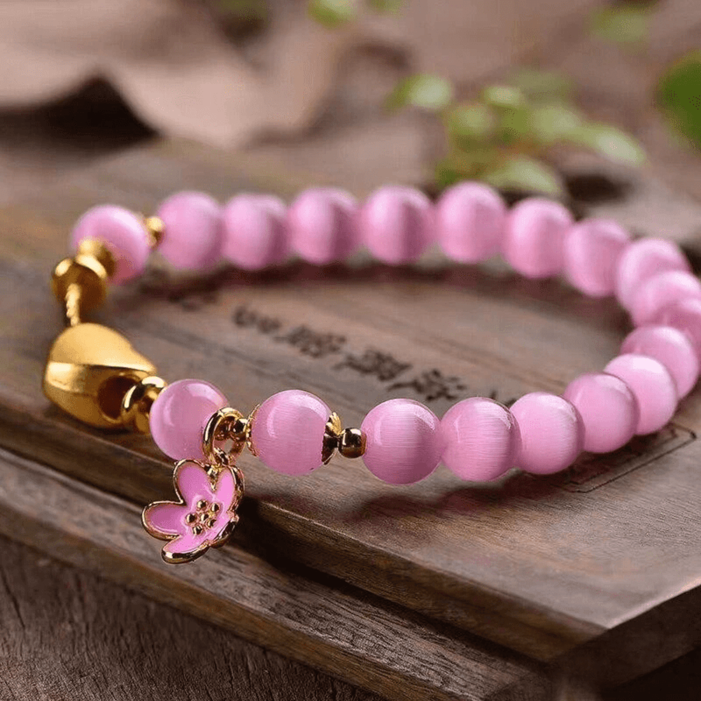 Pink Cat Eye Heart Bracelet