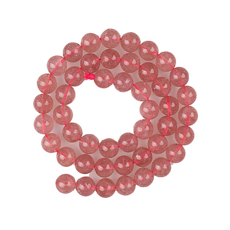Round strawberry quartz beads