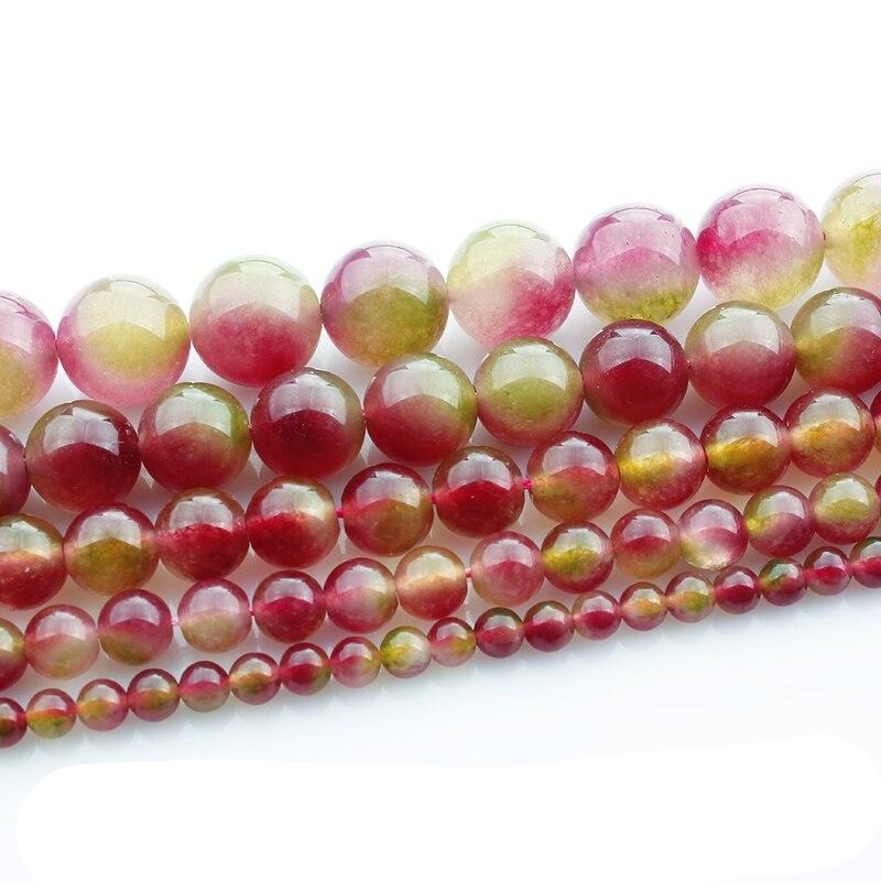 Round watermelon tourmaline beads