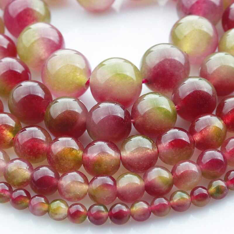 Round watermelon tourmaline beads