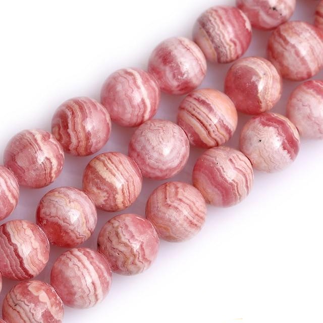 Round Argentine rhodochrosite beads