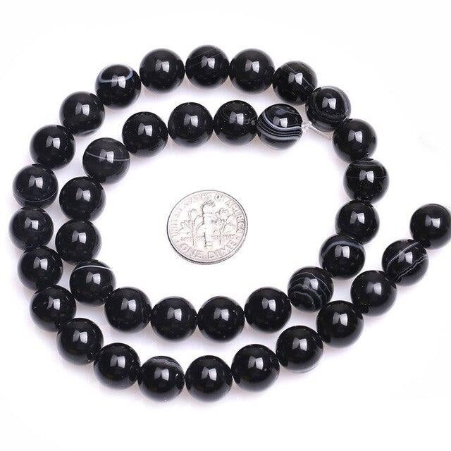 Round black sardonyx beads