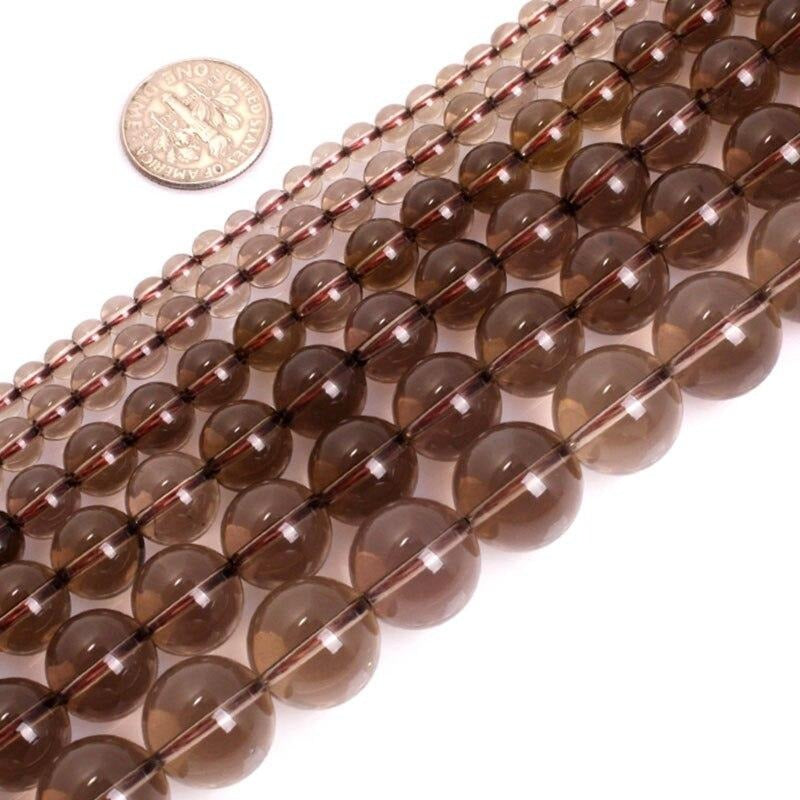Round smoky quartz beads
