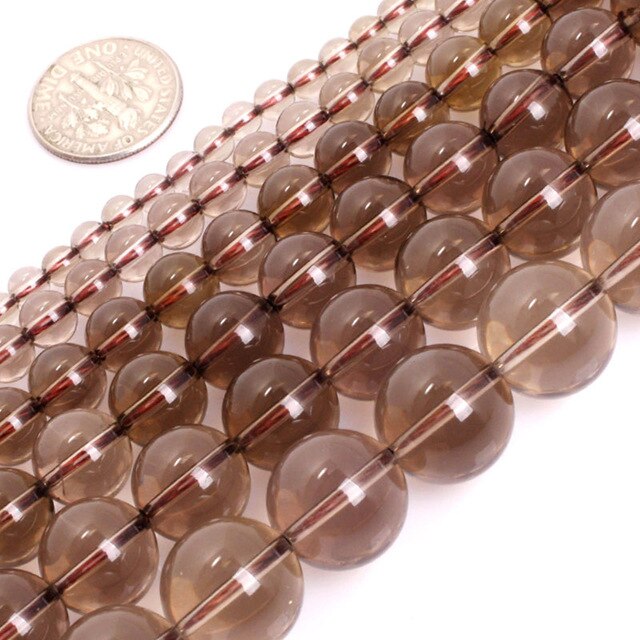 Round smoky quartz beads
