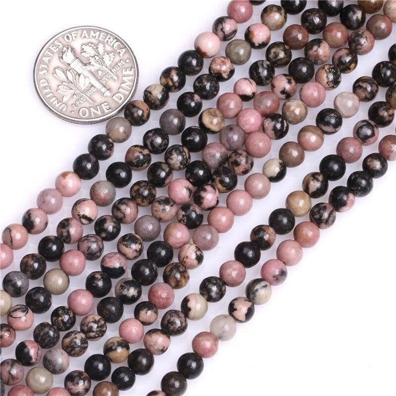 Round rhodonite beads